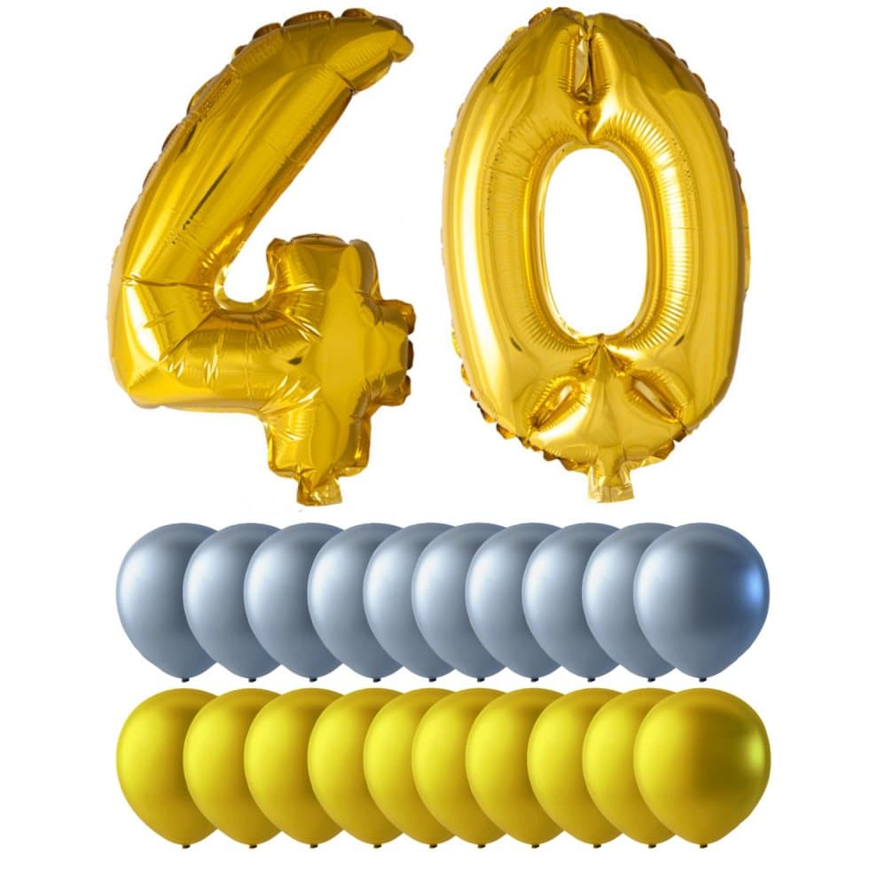 Födelsedag 40 Årsdag Jubileum Ballonger Guld Silver 1 Set
