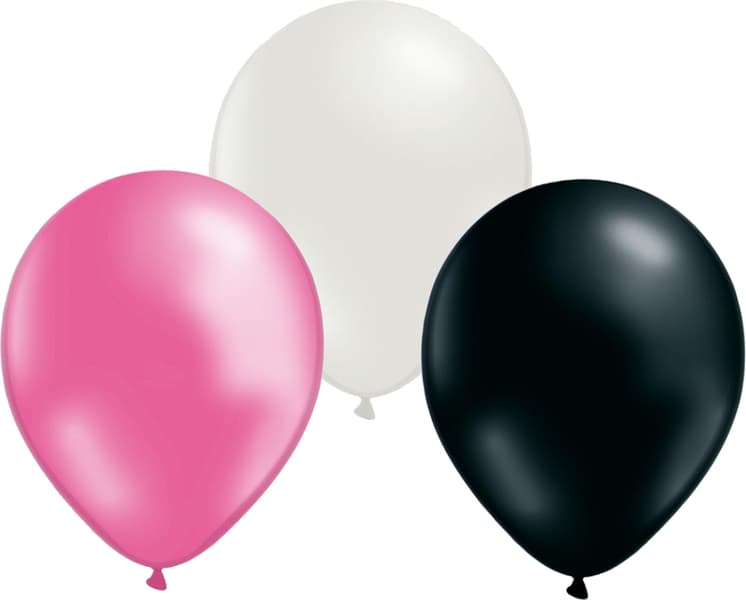 Ballonger mix 24-pack rosa/vit/svart