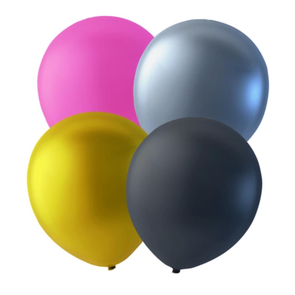 Ballonger mix 24-pack Rosa/Guld/silver/svart