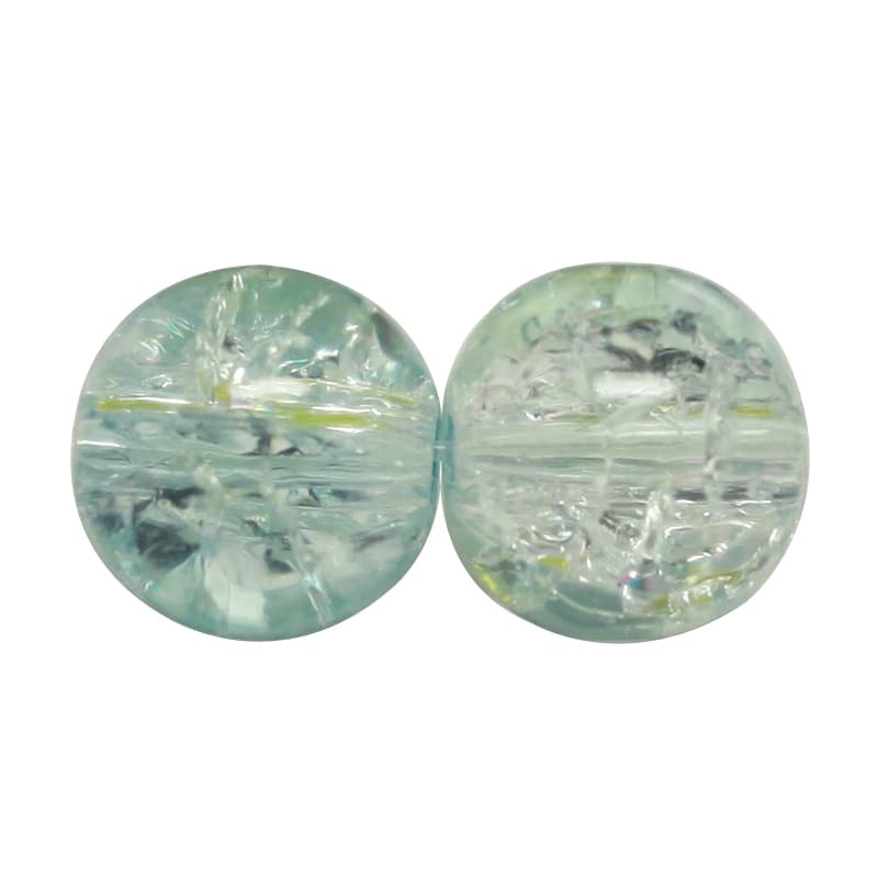 Krackelerade glaspärlor 6 mm aqua sträng 140 pärlor
