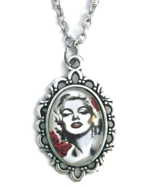 Halsband Marilyn Monroe Antiksilver Svart/Vit