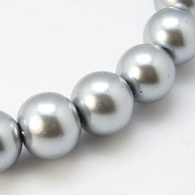 1 sträng, ca 110 st Silver vaxade glaspärlor 8mm Pärlimitation