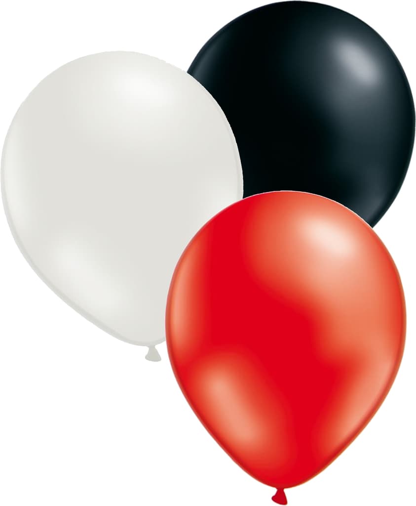 Ballonger mix 24-pack Mix av Röd, Vit och Svart