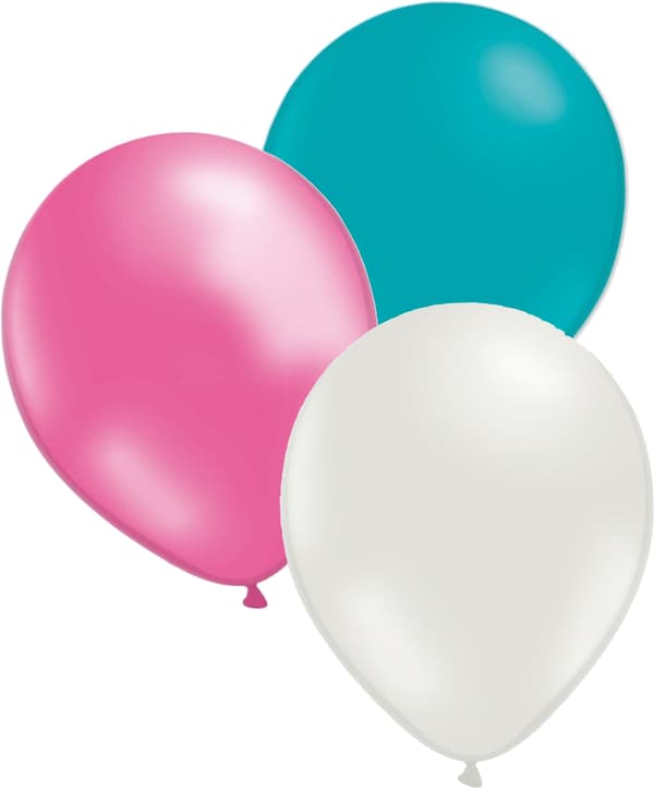 24 stk latex balloner turkis, hvid og pink- 30 cm / 12"