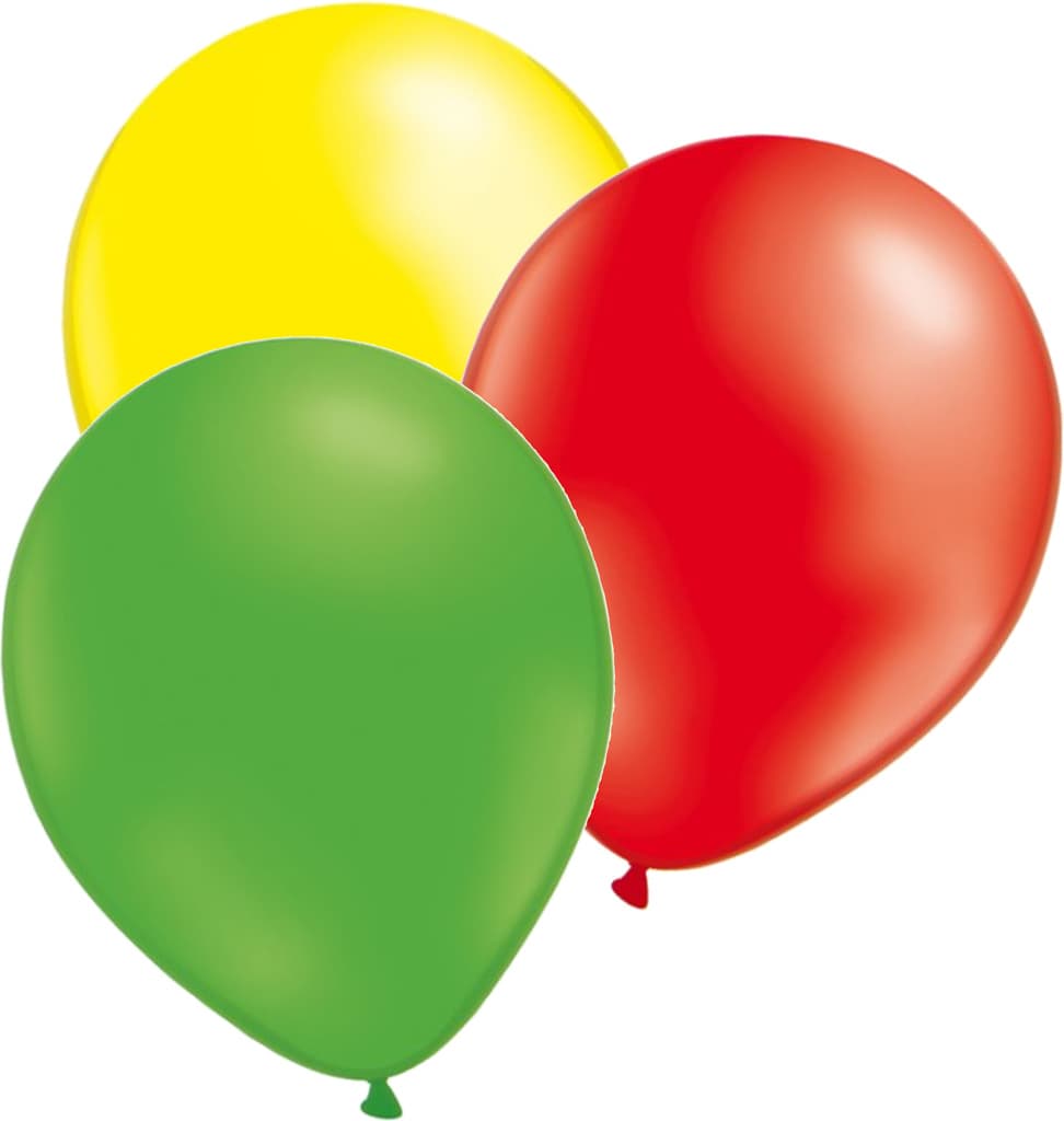 Ballonger 24-pack 3 färger gul, grön och röd