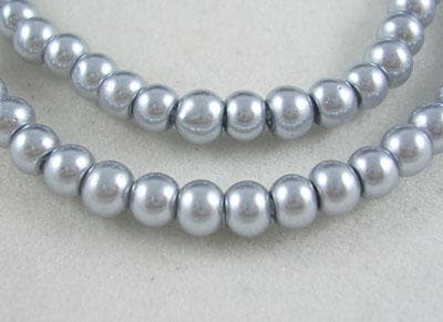 1 sträng 215 st Silver vaxade glaspärlor 4mm Pärlimitation