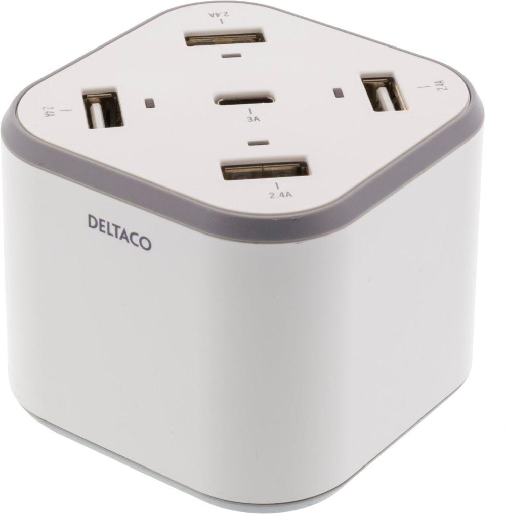 Deltaco Wall Charger with USB-C & 4 x USB