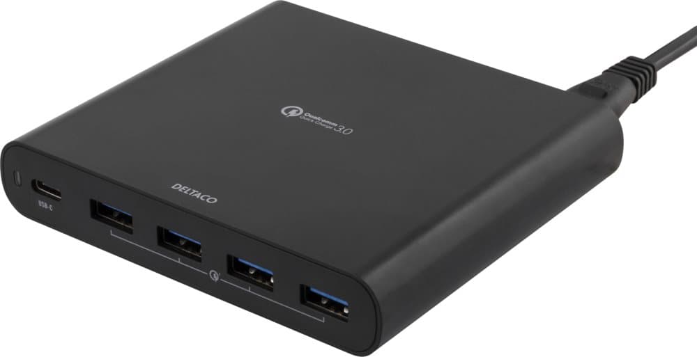 Deltaco Laddningsstation 4XUSB, 1xUSB-C