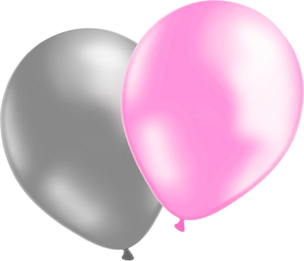 Ballonger 12-pack Silver/Ljusrosa metallic