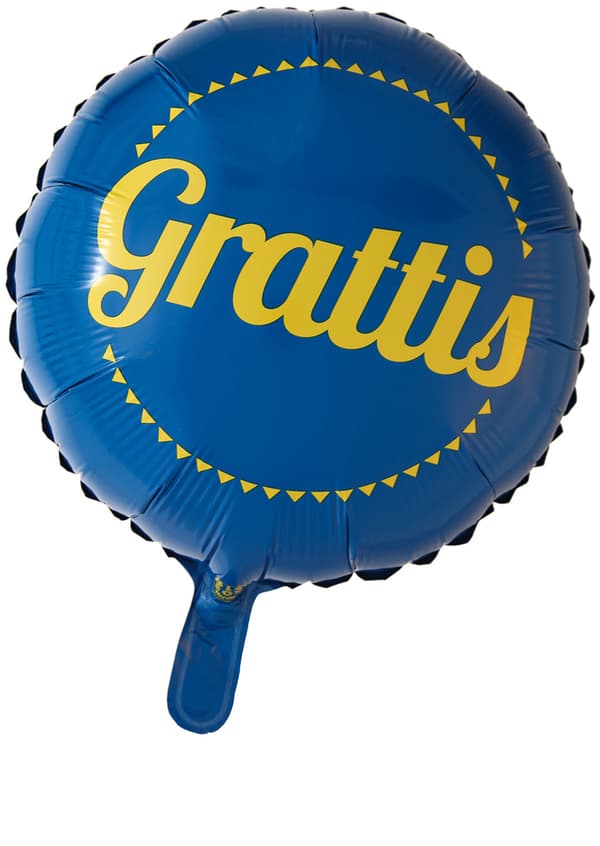 Grattis! Ilmapallo Ruotsin lipun väreissä juhlatilaisuuksiin - koristele tyylillä ja ilolla