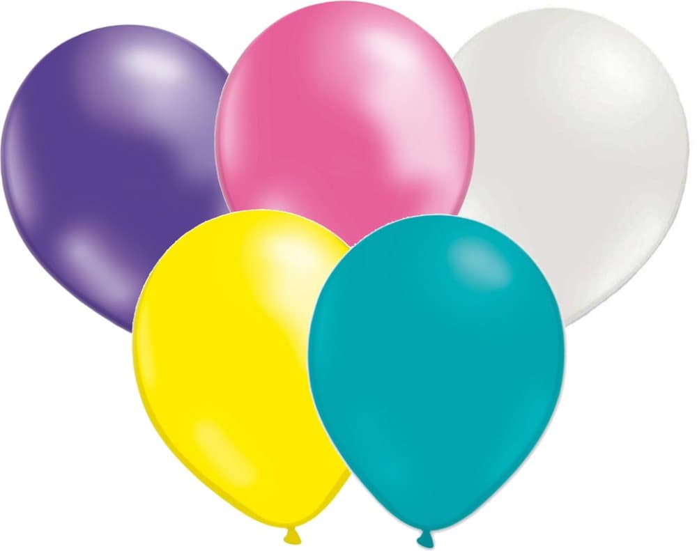 Mix ballonger 10- pack - Rosa, Pärlemovit, Lila, Gul och Turkos
