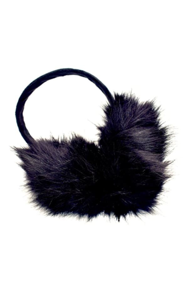 Svarta fluffiga öronmuffar