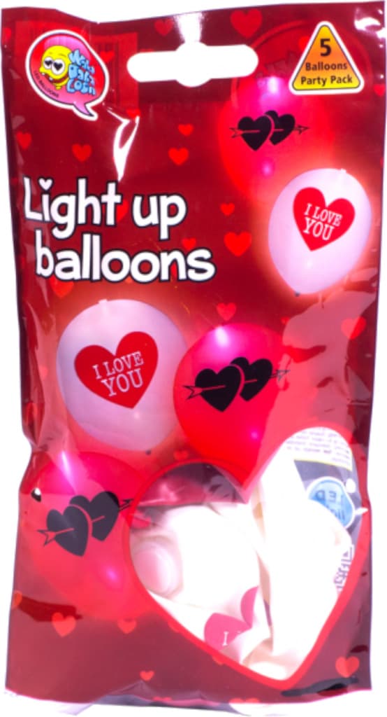 LED ilmapallot - I LOVE YOU, Punainen ja valkoinen - 25 cm (10")