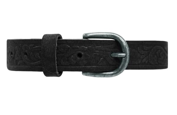 Svart 25mm damskärp i kalvläder
