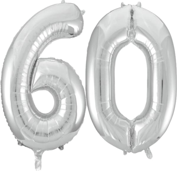 Store Sølvfolieballoner til 16. til 60. fødselsdag