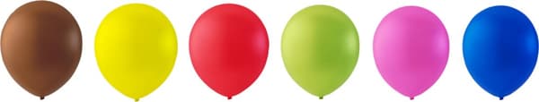 Mix af balloner 12 stk brun, gul, rød, grøn, lyserød og blå - 30 cm / 12"