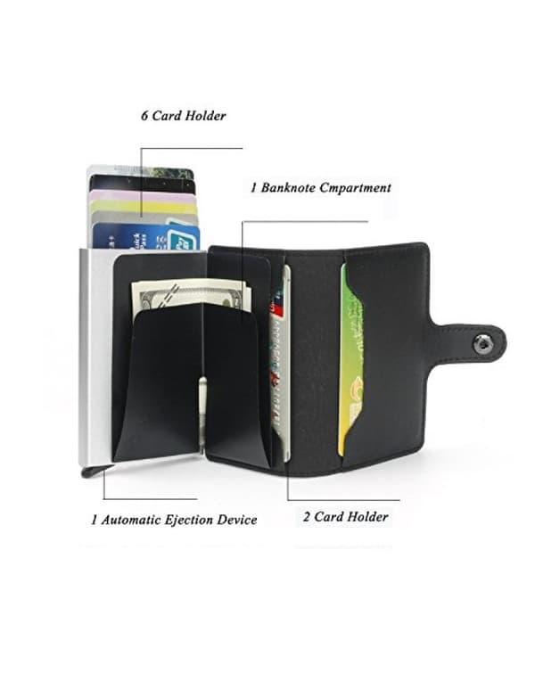 Card holder with RFID protection Banknote Aluminum and split leather