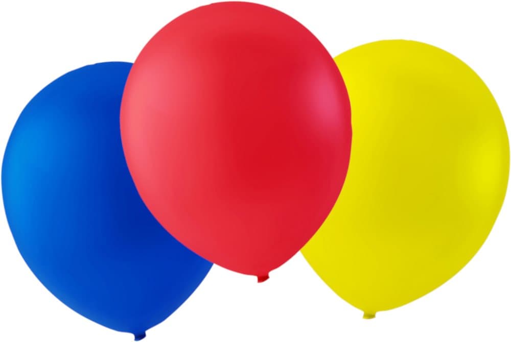 Ballonger 24-pack Blå, Röd och Gul - 30 cm (12")