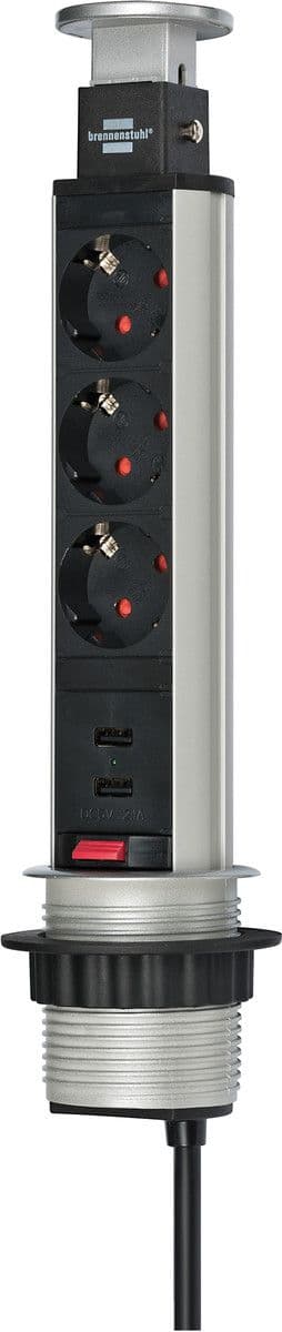 Brennenstuhl Tower Power Grendosa 3-vägs och 2xUSB