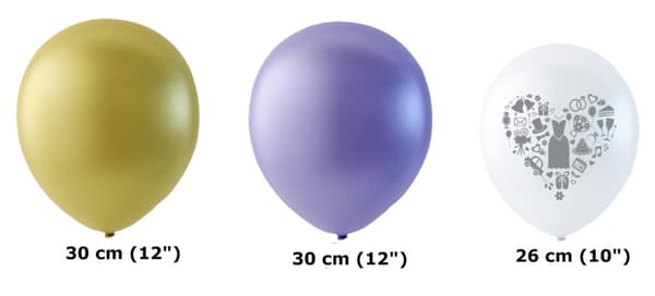 Bröllopsballonger Lila, Ivory och Vita med grått tryck
