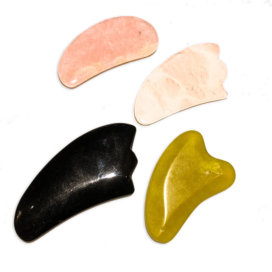 Rosenkvarts Gua sha, lymfdränerande massagesten "vågor"
