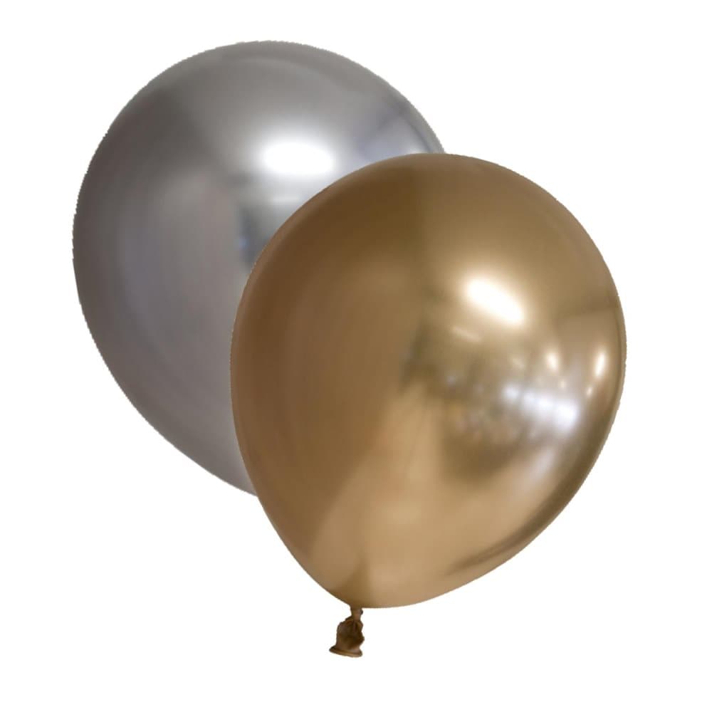 Mix af 20 Krom Guld og Krom sølv Latex Balloner - 30 cm / 12"