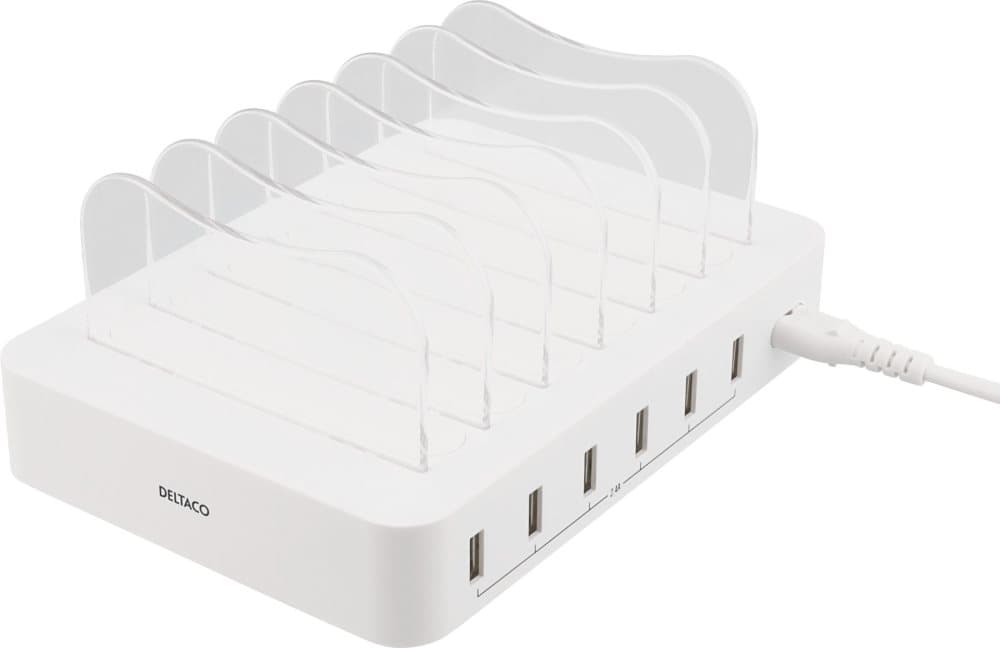 Deltaco USB Laddningsstation 6x USB-A