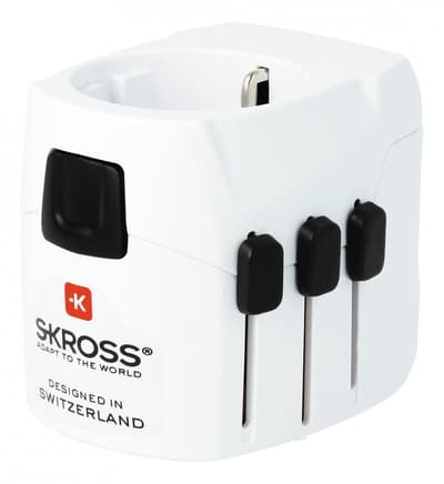 SKross World reseadapter, 2-/3-stifts kontakt, 2xUSB, 5V 2,4A