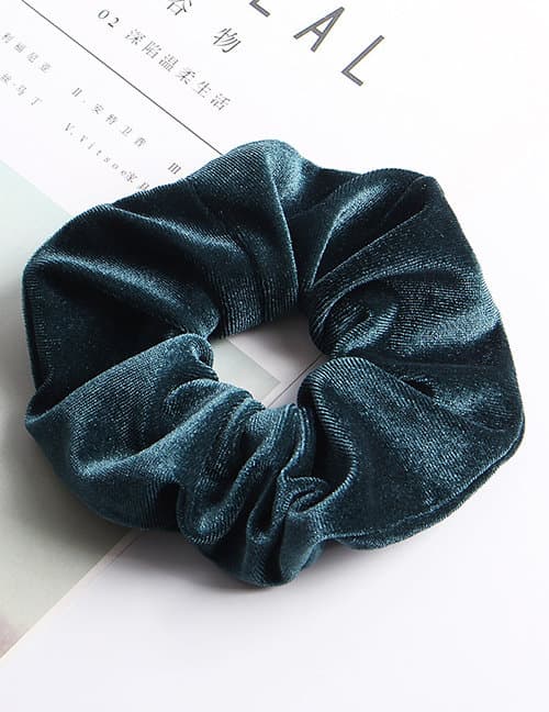 Hårsnodd Velvet Scrunchie (blågrön)