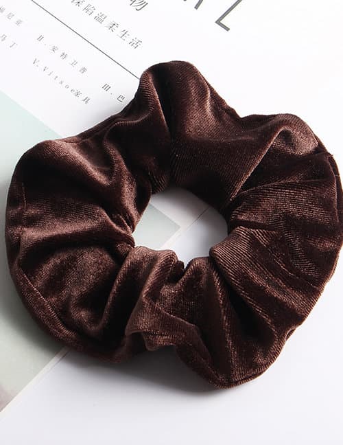 Hårsnodd Velvet Scrunchie (mörkbrun)