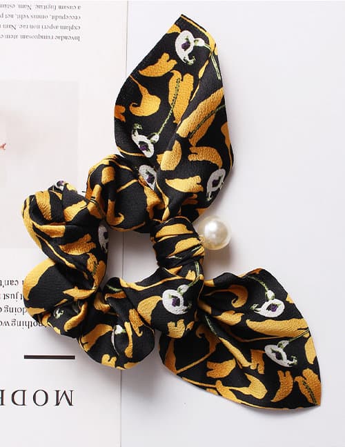 Hårsnodd Pearl Bow Scrunchie Meadow (svart/gul)