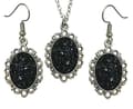Miniatyrbillede 1 af 3: Necklace - Earrings - Set - Glitter - Druzy - Black