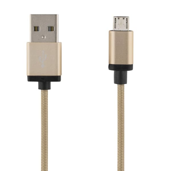 DELTACO PRIME USB-synk-/laddarkabel, tygklädd,  3m, guld Gold