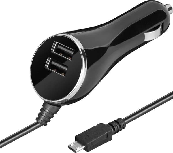 Goobay HighPower Micro-USB + 2 usb uttag billaddare 3,1A Svart