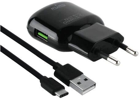 Puro Väggladdare 15W 1USB-A + USB-C Kabel