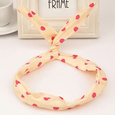 Hårband Pinup beige/rosa prickig
