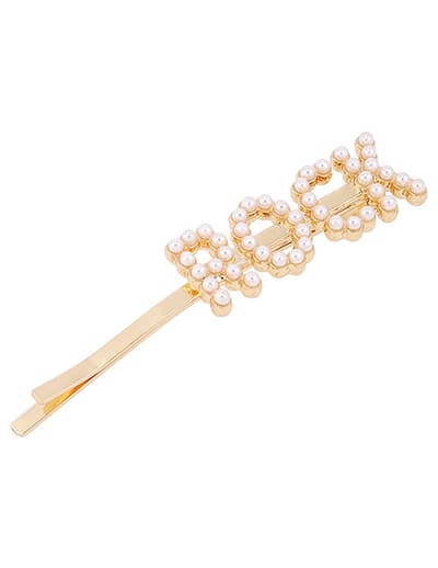 Hårnål Rock Pearl Hairpin (vit/guld)