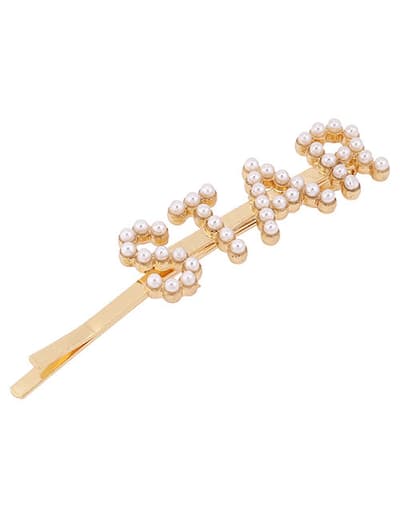 Hårnål Star Pearl Hairpin (vit/guld)