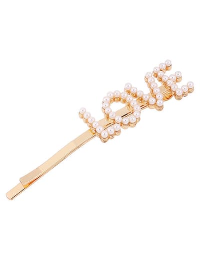 Hårnål Love Pearl Hairpin (vit/guld)