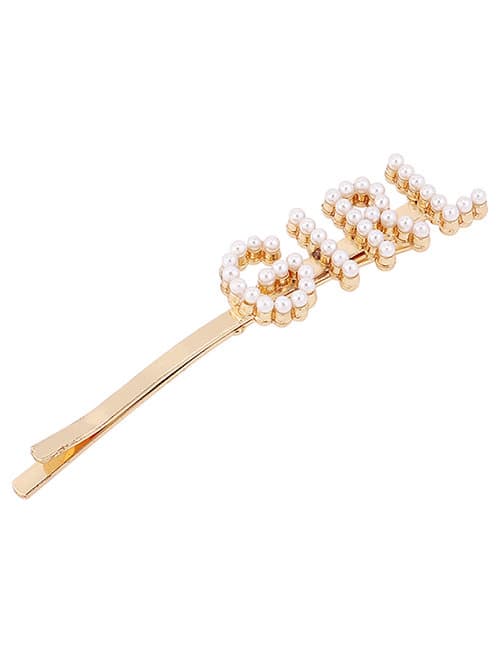 Hårnål Girl Pearl Hairpin (vit/guld)