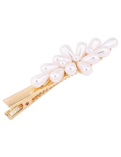Hårnål Flower Pearl Hairpin (vit/guld)