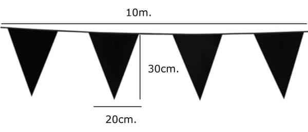 Vimpel,Flagguirlande, Vimpelbanner, Plastik Sort 10 m