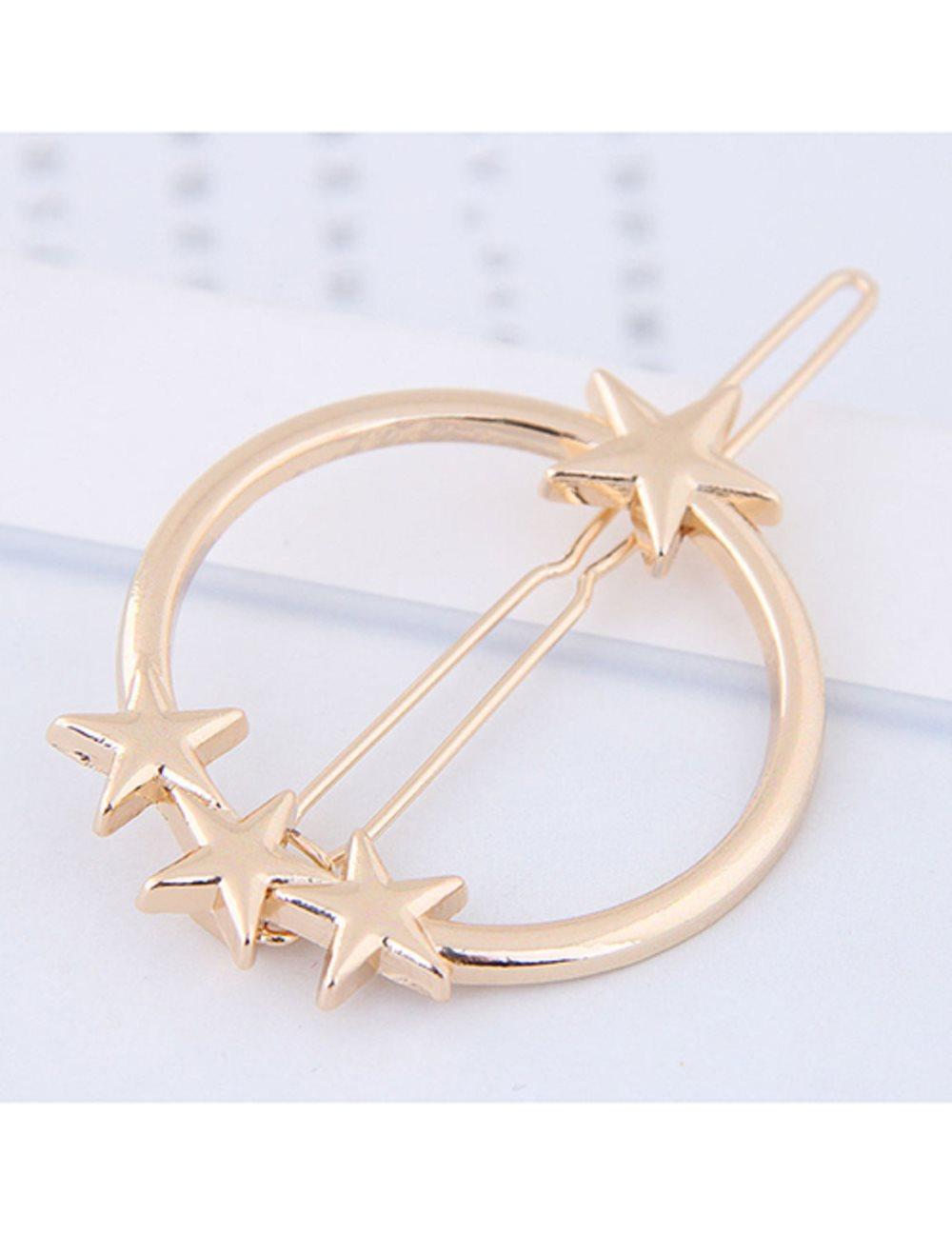 Hårspänne/Hårklämma Circle & Stars (guld)