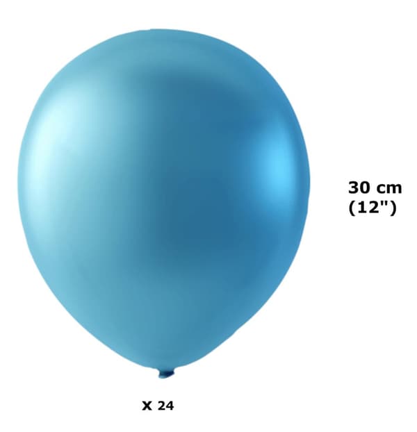 Sassier balloner latex lyseblå metallisk 24-pack