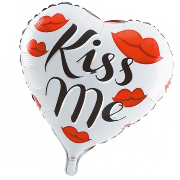 Hjerteformet folieballon - Kiss Me romantisk kyssemundballon til valentinsdag, polterabend, fødselsdage og fester