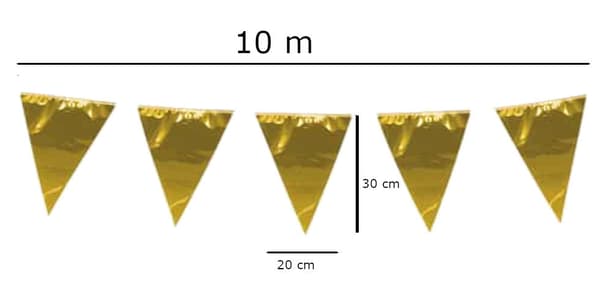 Vimpelgirlang Guld Perfekt som Festdekorationer 10 meter Skapa Feststämning på Bröllop, Barnkalas, Studentfest och Födelsedag