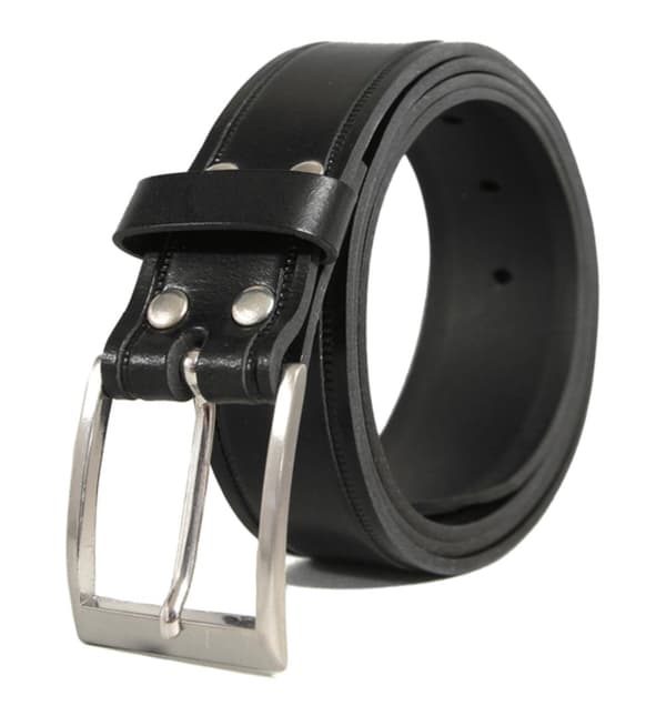 Svart 30mm klassiskt läderbälte - 95 cm