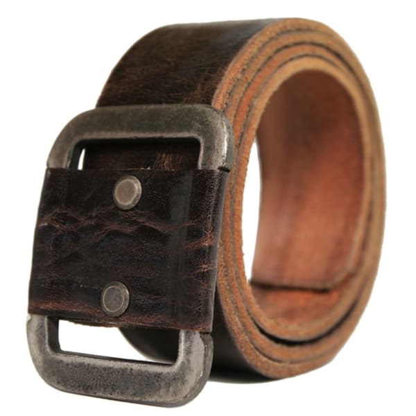 Brunt 40mm jeansbälte i oxläder