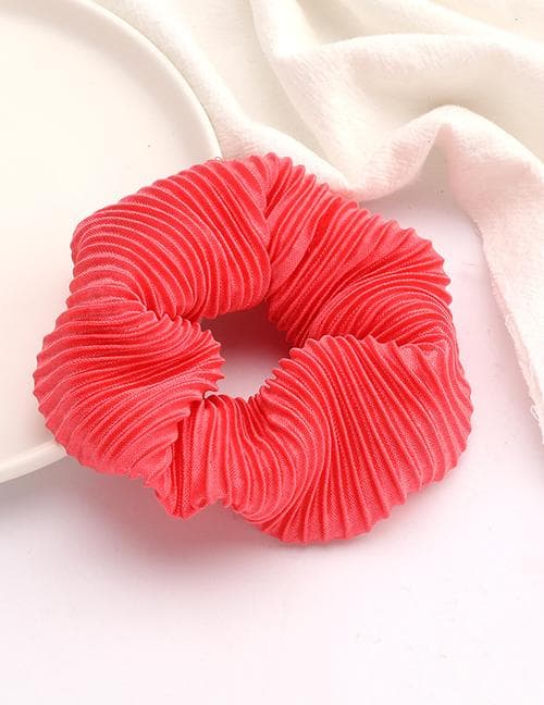 Hårsnodd Plisserad Scrunchie (hallonröd)