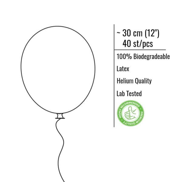 40-Pack Biologiskt Nedbrytbara Latexballonger - Färgmix för Babyshower, Födelsedag & Fest